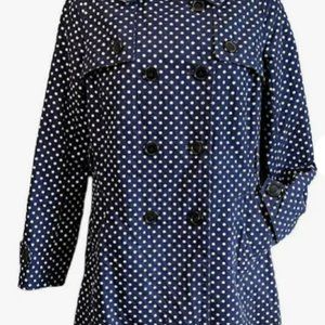 Gap Navy and white polka dot trench jacket